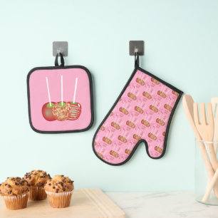 Snoep Appels Roze Oven Mitt en Pothouder Set