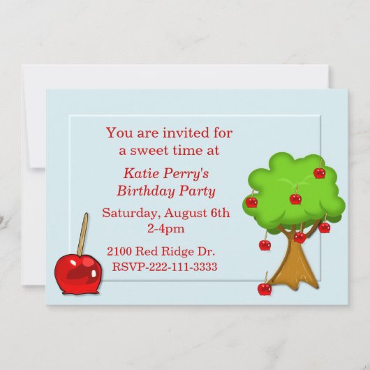 Snoep Apple & Apple Tree Birthday Invitation Kaart (Voorkant)