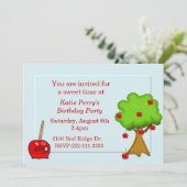 Snoep Apple & Apple Tree Birthday Invitation Kaart (Staand voorkant)