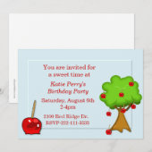 Snoep Apple & Apple Tree Birthday Invitation Kaart (Voorkant / Achterkant)