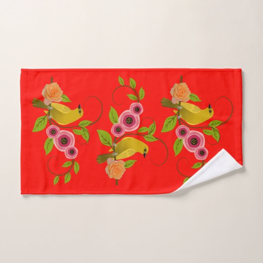 Snoep Apple - Bird & Yellow Rose Bad Handdoek (Handdoek)