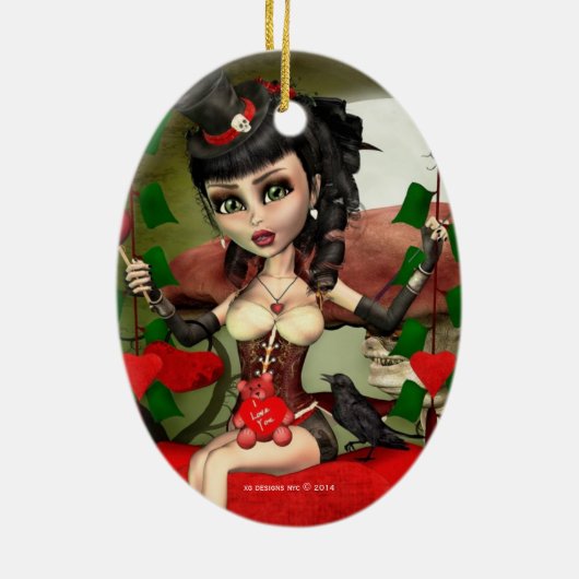 Snoep Apple Love Gothic Lolita Oval Ornament (Achterkant)