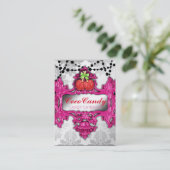snoep Apple Pink Wonderland White Damask Visitekaartje (Staand voorkant)
