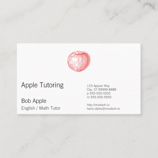 Snoep Apple Red Letterpress Apple Afsprakenkaartje (Voorkant)