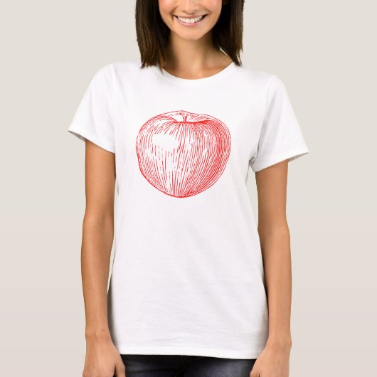 Snoep Apple Red Letterpress Apple T-shirt (Voorkant)