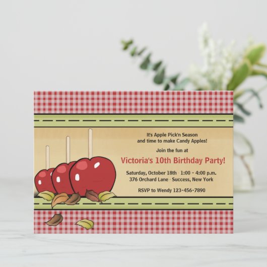 Snoep Apples Invitation Kaart (Staand voorkant)