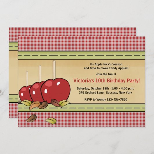 Snoep Apples Invitation Kaart (Voorkant / Achterkant)