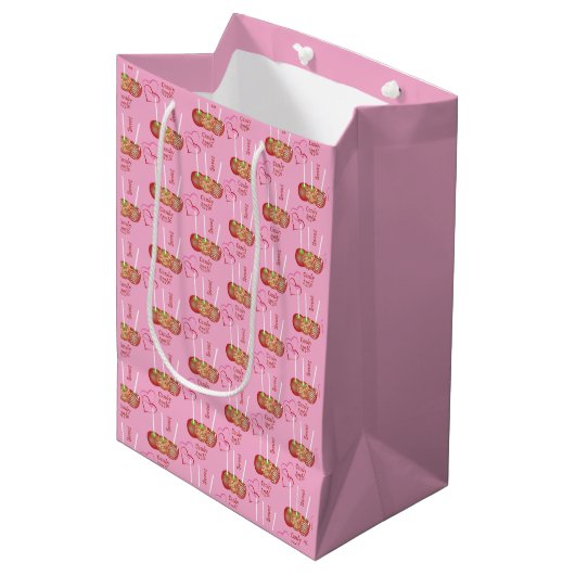 Snoep Apples Patroon roze Gift Bag Medium Cadeauzakje (Voorkant Gekanteld)