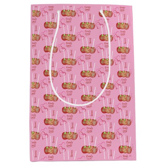 Snoep Apples Patroon roze Gift Bag Medium Cadeauzakje (Voorkant)