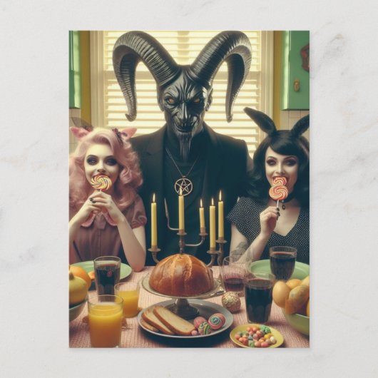 Snoep Avondmaal Occult Baphomet Briefkaart (Voorkant)