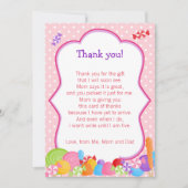 Snoep Baby Meisje Douche Dank u kaart (Voorkant)