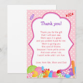 Snoep Baby Meisje Douche Dank u kaart (Voorkant / Achterkant)