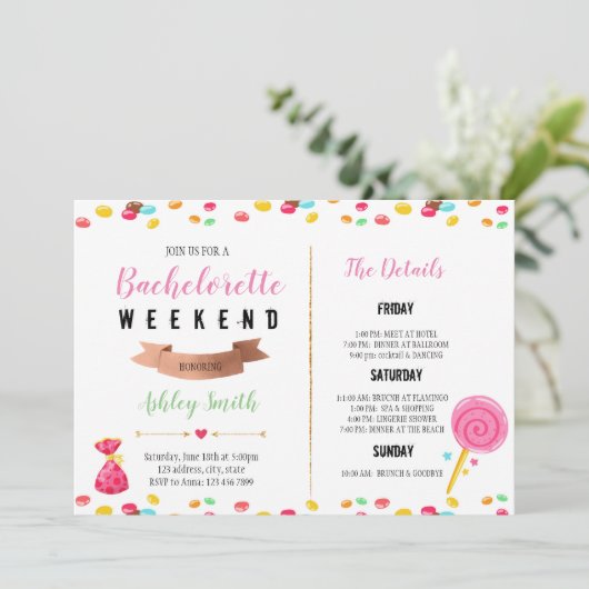 Snoep bachelorette kaart (Staand voorkant)