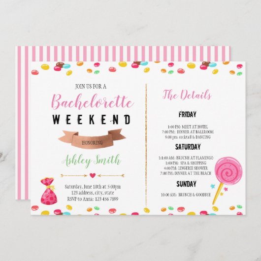 Snoep bachelorette kaart (Voorkant / Achterkant)