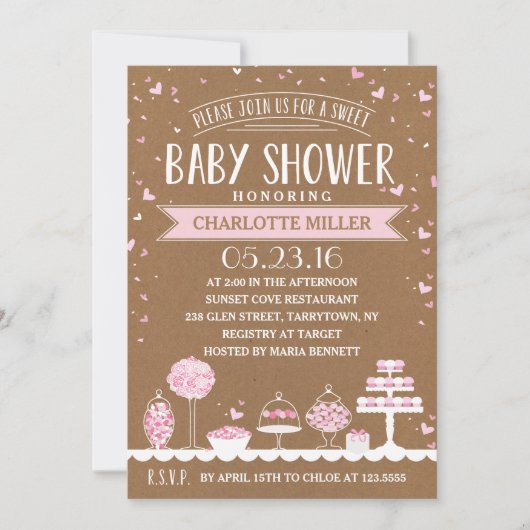 Snoep balk | Baby shower Kaart (Voorkant)