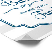 Snoep balk Baby shower Teken Blauw Nautische strep Poster (Hoek)