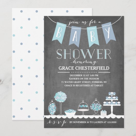 Snoep balk | Uitnodiging tot Baby shower (Voorkant / Achterkant)