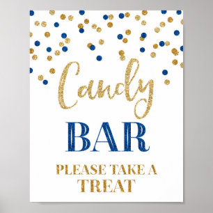 Snoep Ballbons Gold Navy Blue Confetti Poster