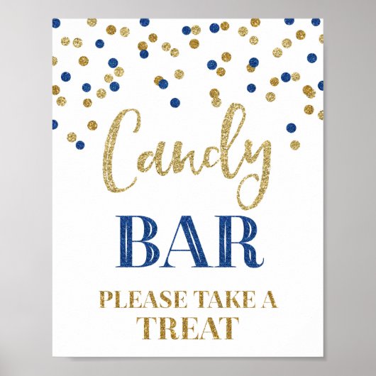 Snoep Ballbons Gold Navy Blue Confetti Poster (Voorkant)