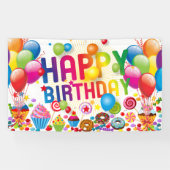 Snoep & ballonnen Happy Birthday Spandoek (Horizontaal)