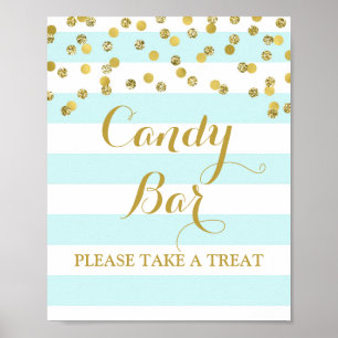 Snoep Band Band Band Blauwe Stripe Gold Confetti Poster