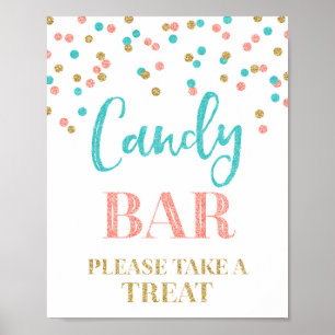 Snoep Band Band Gold Blauwgroen Coral Confetti Poster