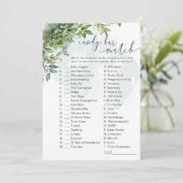 Snoep Bar Baby shower Spel Groen Thema Kaart