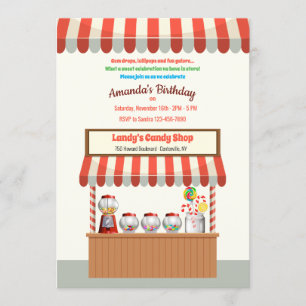 Snoep Bar Birthday Party Invitation Kaart