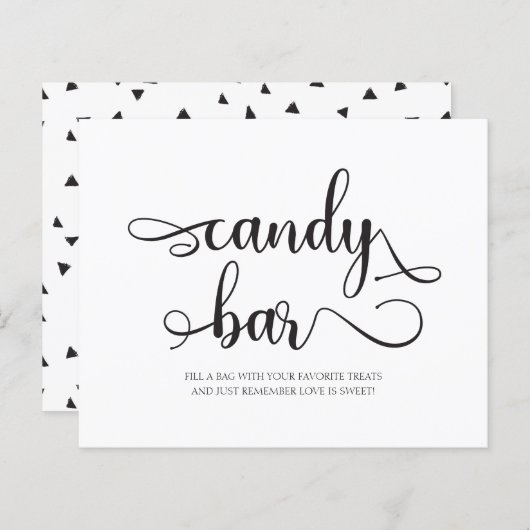 Snoep Bar Black en White Minimalist Wedding Sign (Voorkant / Achterkant)