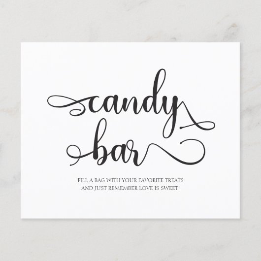 Snoep Bar Black en White Minimalist Wedding Sign (Voorkant)
