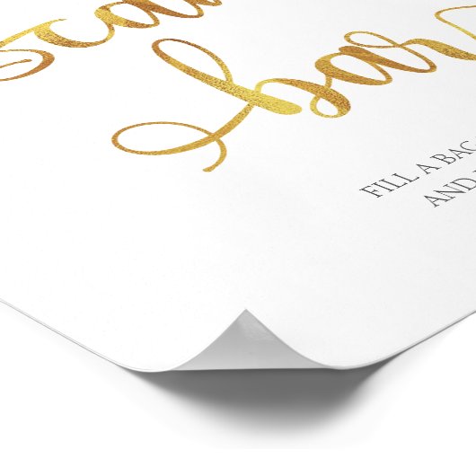 Snoep Bar, eenvoudige gouden bruine bruiloft Poster (Hoek)