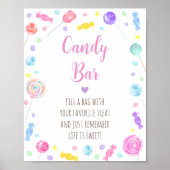 Snoep Bar Lollipop Sweet Shop Birthday Sign Poster (Voorkant)