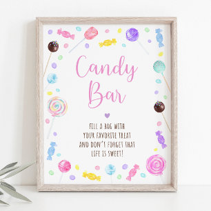 Snoep Bar Lollipop Sweet Shop Birthday Sign Poster