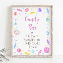 Snoep Bar Lollipop Sweet Shop Birthday Sign Poster