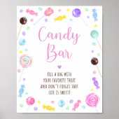 Snoep Bar Lollipop Sweet Shop Birthday Sign Poster (Voorkant)