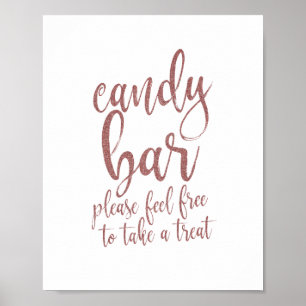 Snoep Bar Roos Gold Glitter Script 8x10 Sign Poster