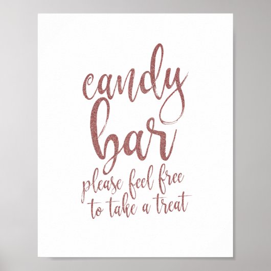 Snoep Bar Roos Gold Glitter Script 8x10 Sign Poster (Voorkant)