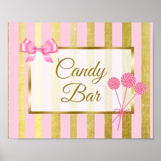 Snoep Bar, roze en gouden Poster (Voorkant)