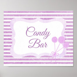 Snoep Bar Sign Paars Lollipops Poster