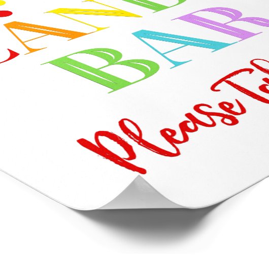 Snoep Bar Sign Rainbow Confetti Poster (Hoek)