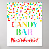Snoep Bar Sign Rainbow Confetti Poster (Voorkant)