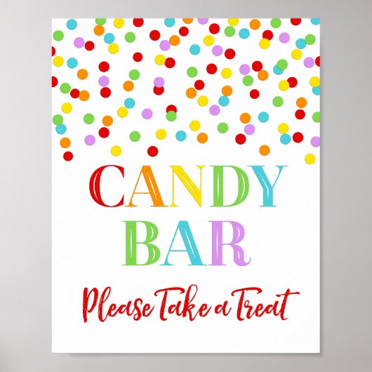 Snoep Bar Sign Rainbow Confetti Poster (Voorkant)