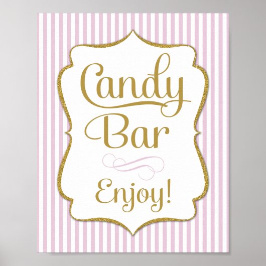 Snoep Bar Sign Roze Gold Buffet Poster (Voorkant)