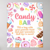 Snoep Bar Teken Snoep Land Verjaardag, Roze Zoet K Poster (Voorkant)