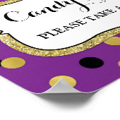 Snoep Bar Weddenschap Paars Black Gold Confetti Poster (Hoek)