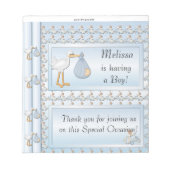 Snoep Bar Wrapper Baby shower Blue Boy Party Favor Notitieblok (Voorkant)
