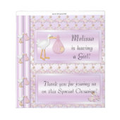 Snoep Bar Wrapper Baby shower Girl Party Favor Notitieblok (Voorkant)