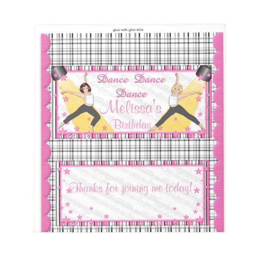 Snoep Bar Wrapper Birthday Dance Party Favors Notitieblok (Voorkant)