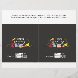 snoep bar wrapper blije verjaardag kinder muziekpa flyer