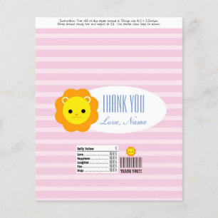 Snoep Bar Wrapper Favor - roze leeuw Flyer
